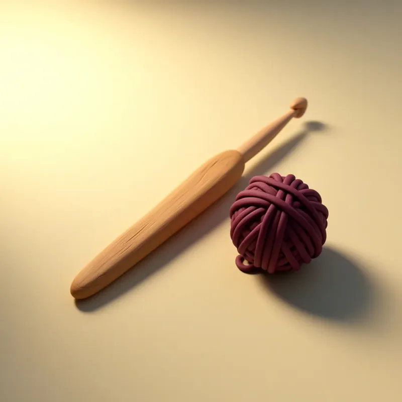 Ilustração 3D de agulha de crochê e novelo