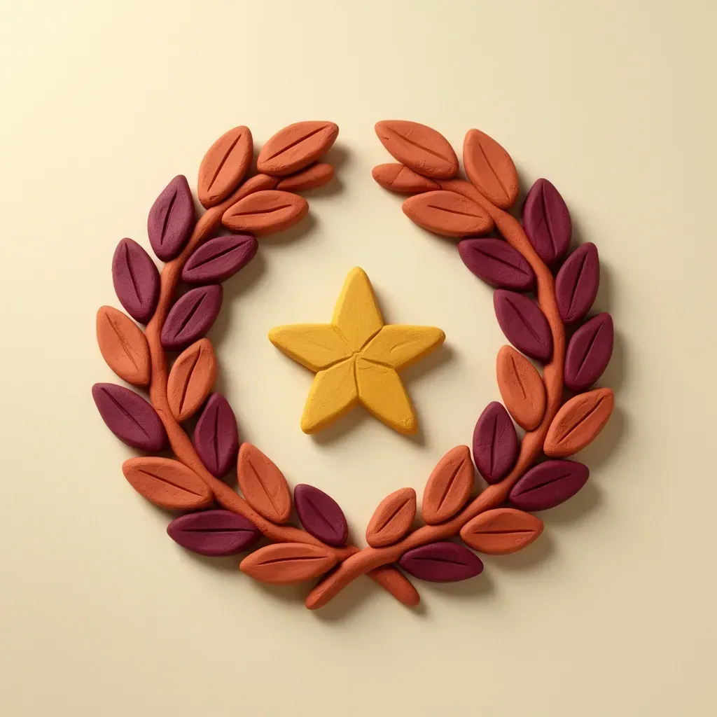 Ilustração 3D de coroa de louros com estrela