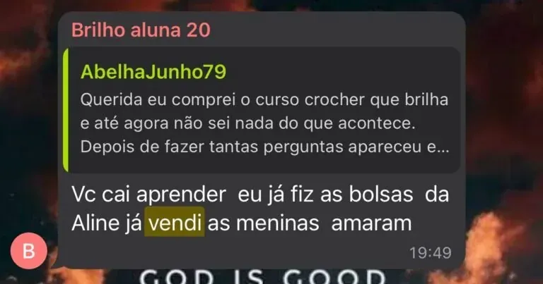 Print WhatsApp — depoimento de aluna