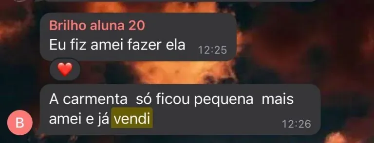 Print WhatsApp — depoimento de aluna