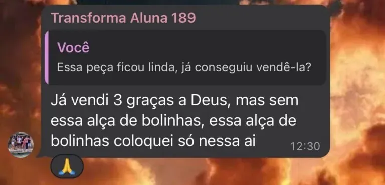 Print WhatsApp — depoimento de aluna