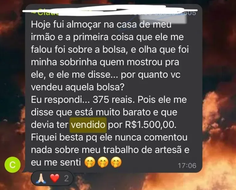 Print WhatsApp — depoimento de aluna