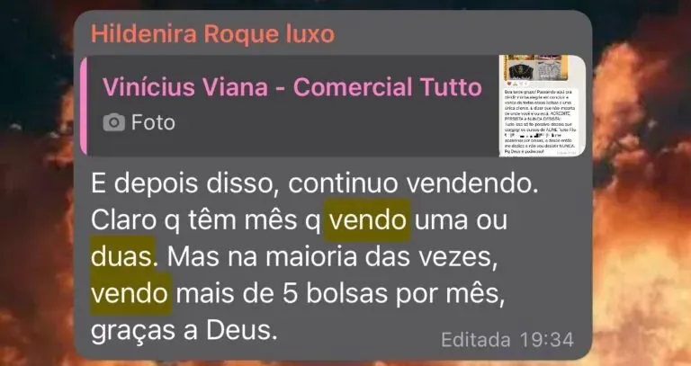 Print WhatsApp — depoimento de aluna